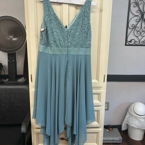 Elegant Teal Lace Dress